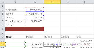 Rumus ISPMT dan IPMT dalam Excel